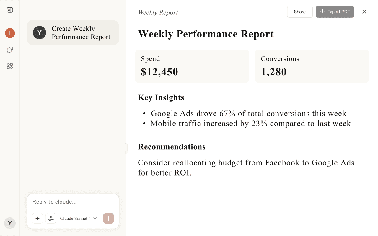 Client reporting with Claude