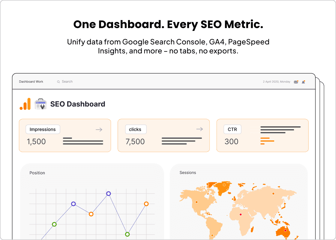 Measure all your SEO metrics in one unified dashboard